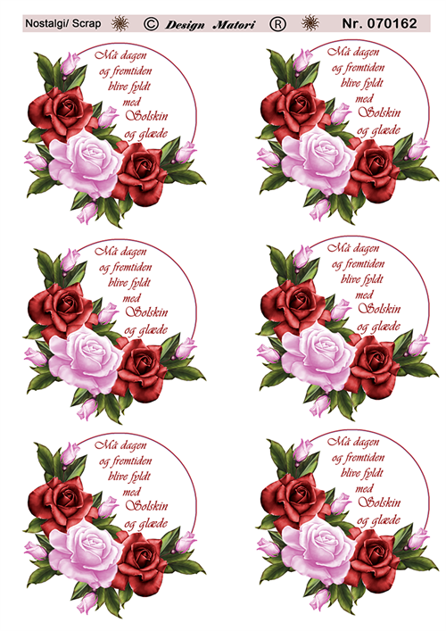  3D Røde roser med tekst